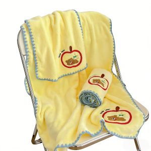 Coral Fleece Cartoon Bath Towel Soft Absorbent Quick-Dry